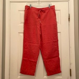 J.Crew Tie-Waist Seaside Pants in Linen Blend - Bright Papaya